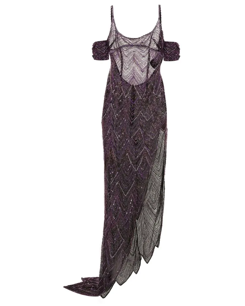ATTICO Kleid mit Perlen - Violett Violett