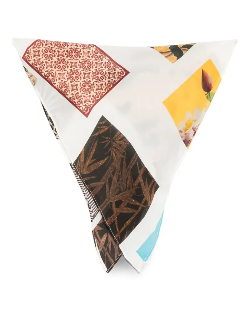 Erika Cavallini patchwork-print scarf - Weiß Weiß