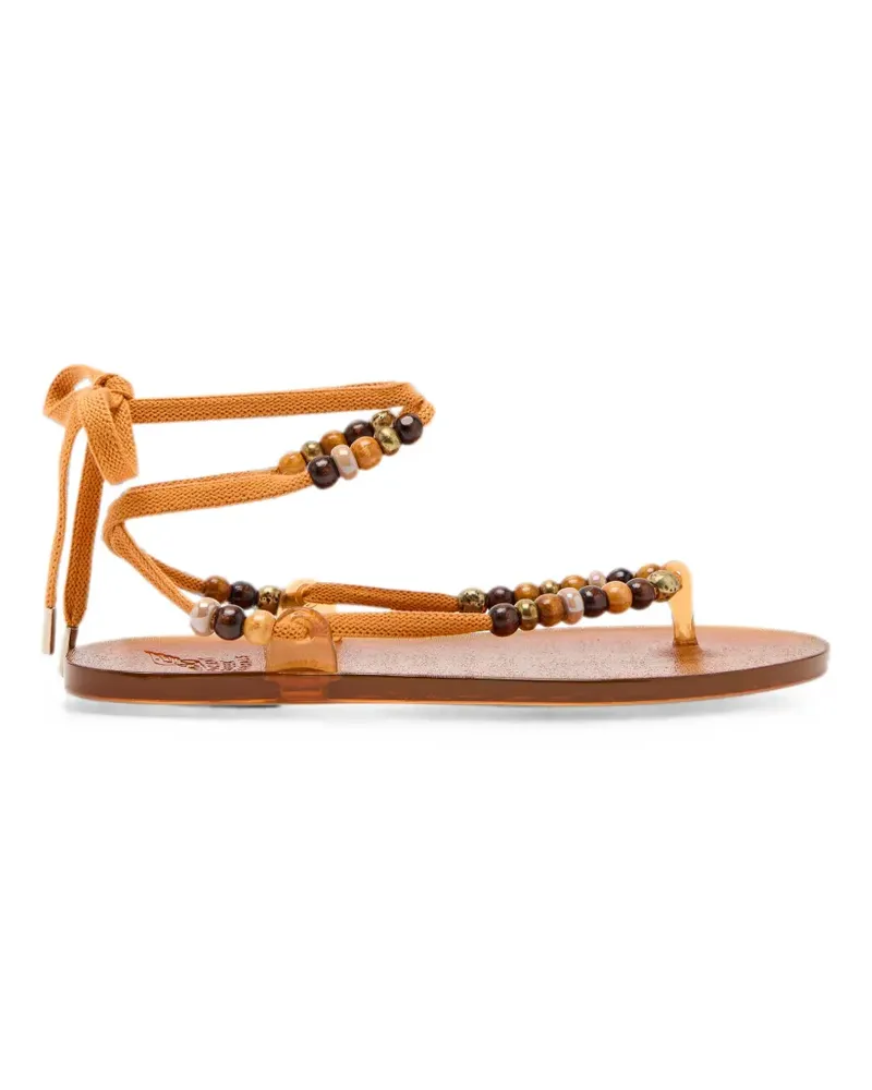 Ancient Greek Sandals Esther bead-embellished lace-up sandals - Orange Orange