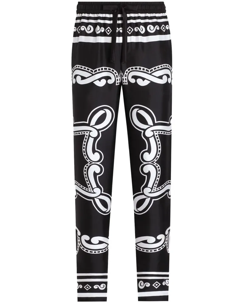 Dolce & Gabbana Pyjama-Hose aus Seide Schwarz