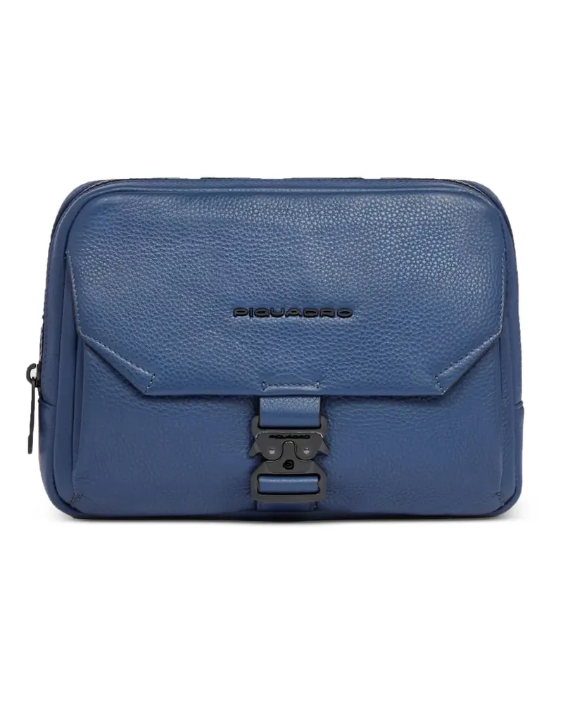 Piquadro Clutch aus gekörntem Leder - Blau Blau