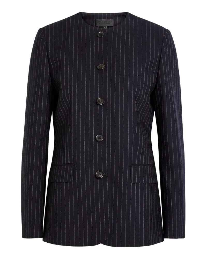 Nili Lotan pinstripe-print collarless jacket - Blau Blau