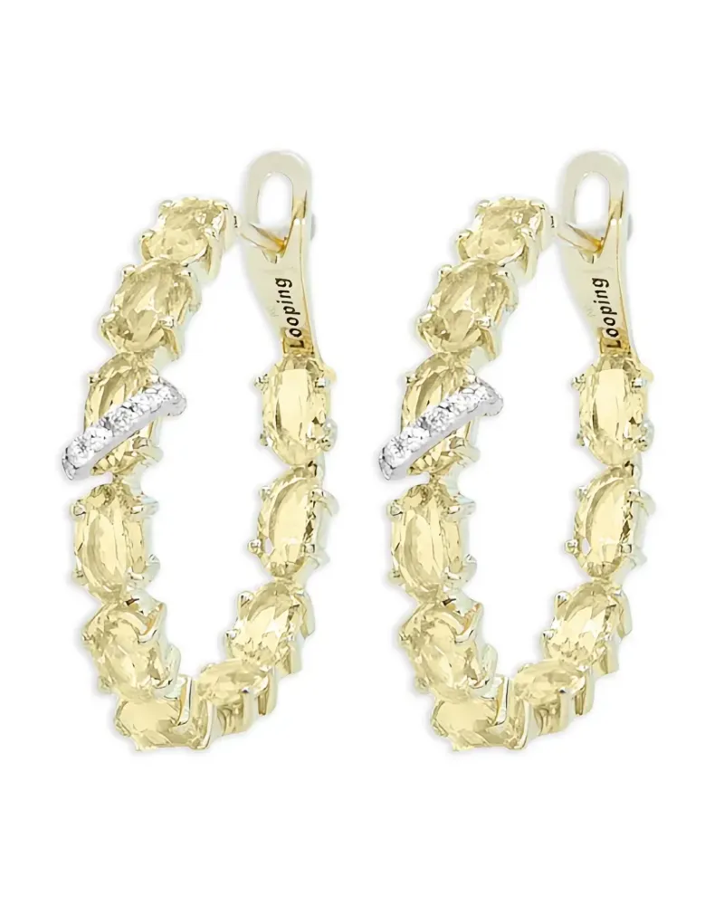 BRUMANI 18kt Looping Gelb- und Weißgoldohrringe mit Diamanten und Zitrin Gold