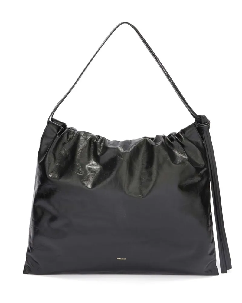 Jil Sander Handtasche mit Lackleder Schwarz