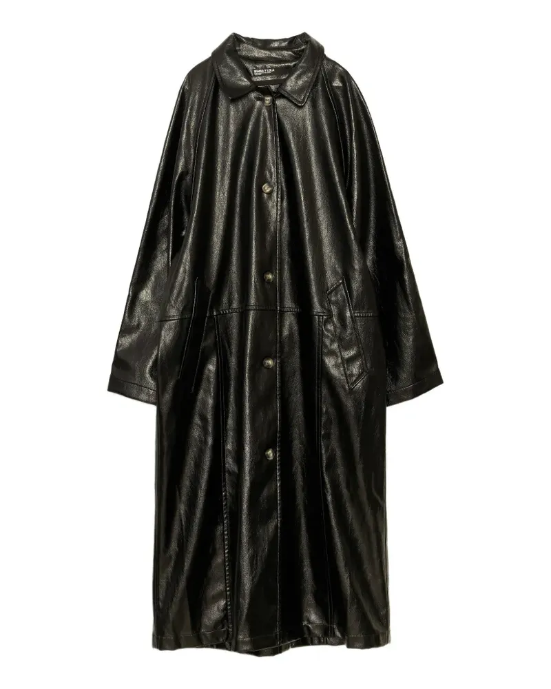 BIMBA Y LOLA Schwarzer Midi-Trenchcoat Schwarz