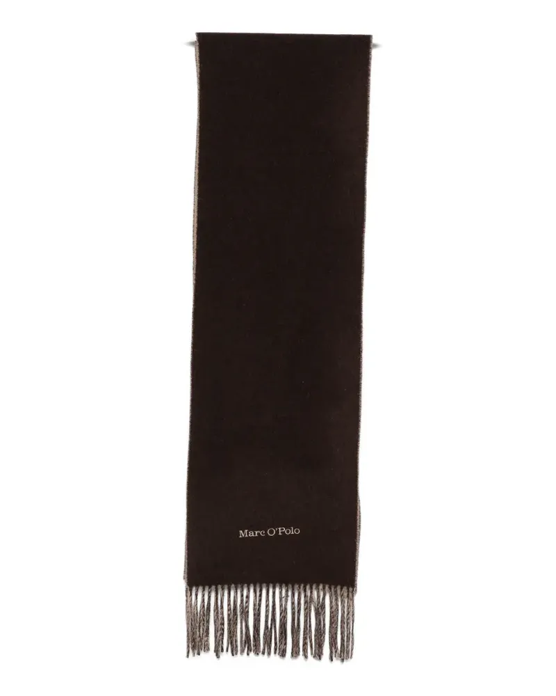 Marc O'Polo fringed logo-print scarf - Braun Braun