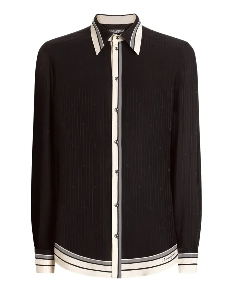 Dolce & Gabbana Jacquard-Hemd mit Logo-Streifen - Schwarz Schwarz