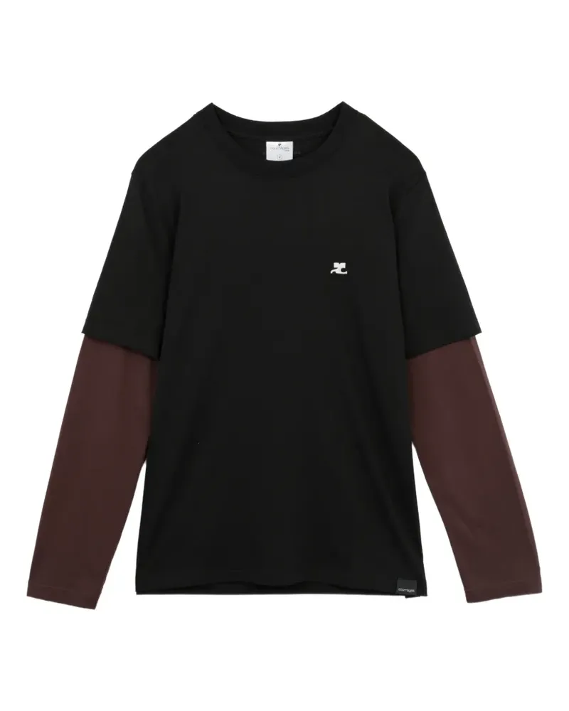 Courrèges logo-embroidered T-shirt - Schwarz Schwarz