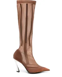 Thierry Mugler Mesh-Stiefel 95mm Nude