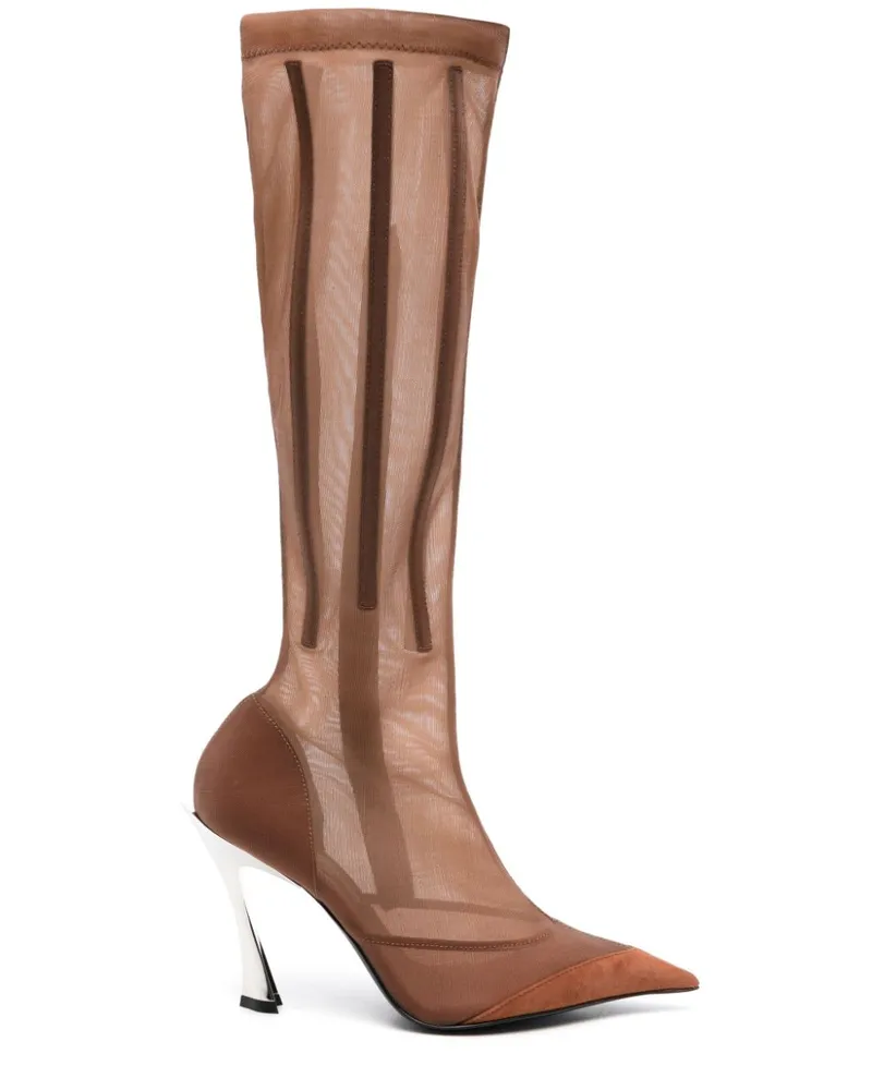 Thierry Mugler Mesh-Stiefel 95mm - Nude Nude
