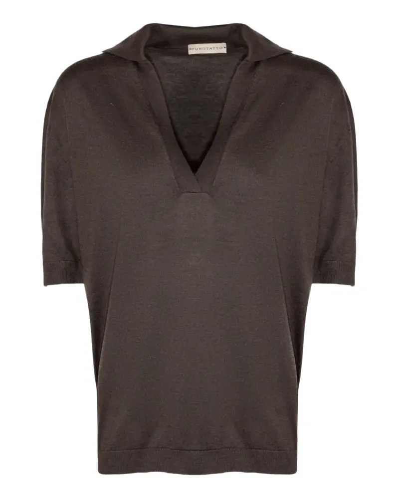 Purotatto V-neck polo top - Braun Braun