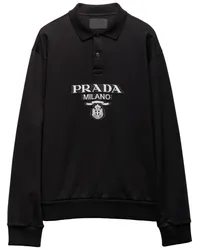 Prada Poloshirt mit Jacquard-Logo Schwarz