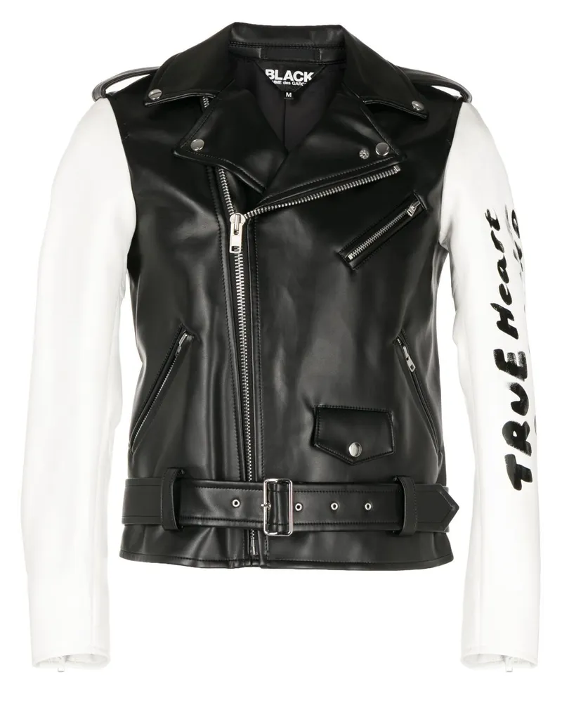 Comme des Garçons Bikerjacke mit Kontrastärmeln - Schwarz Schwarz