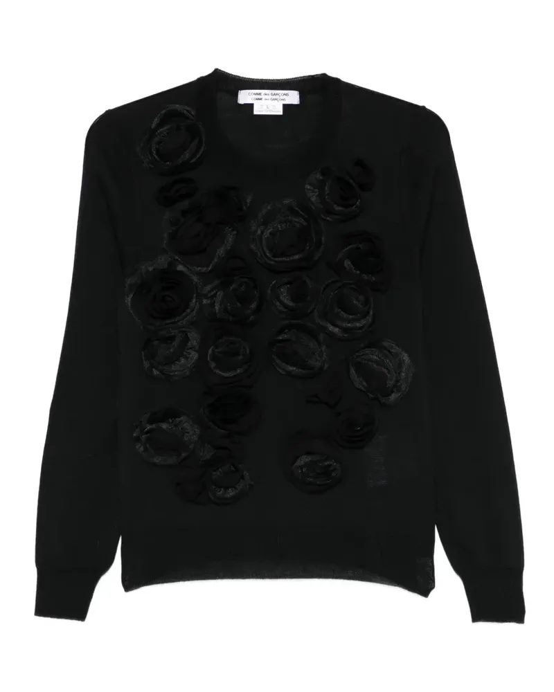 Comme des Garçons Pullover mit Blumenapplikation - Schwarz Schwarz