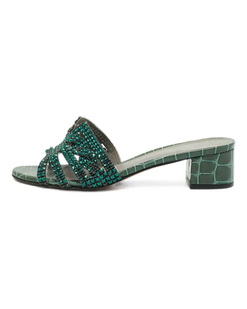 Gina Rodeo croc-embossed leather sandals - Grün Grün