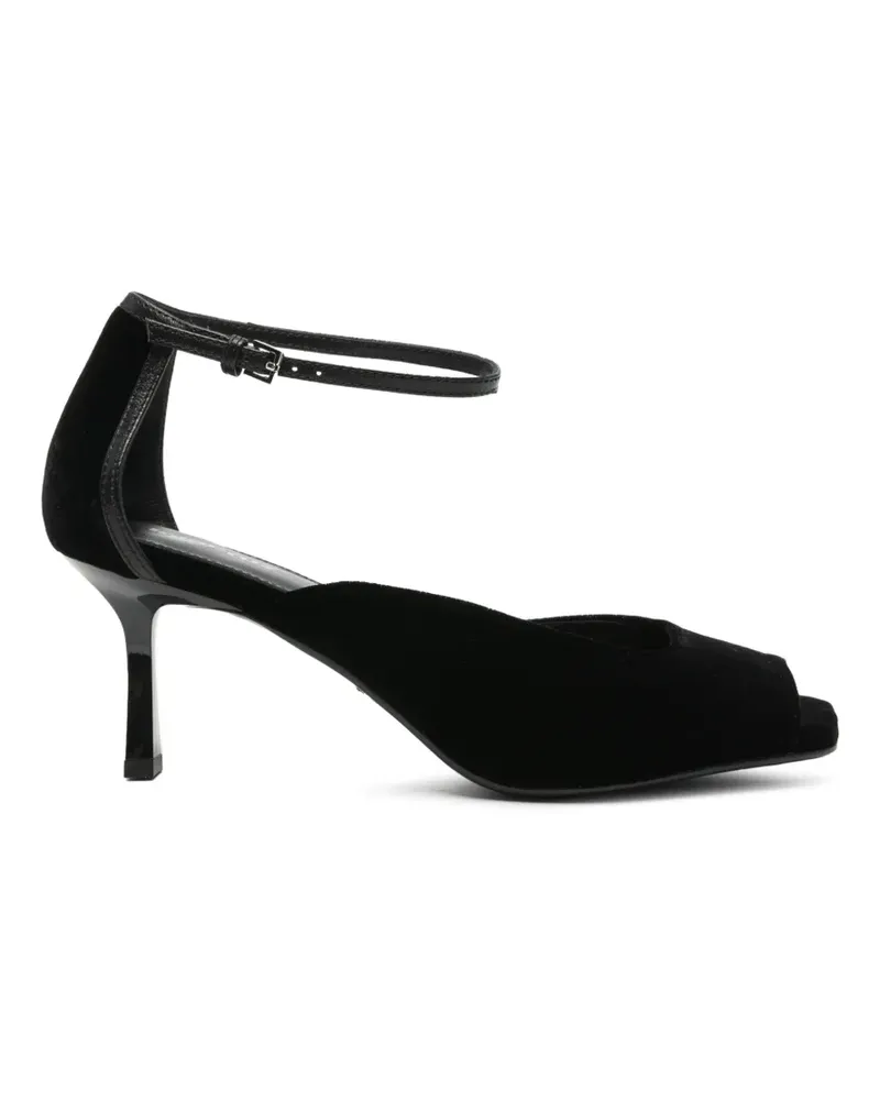 Lola Cruz Qelina Peeptoe-Pumps mit Knöchelriemen - Schwarz Schwarz