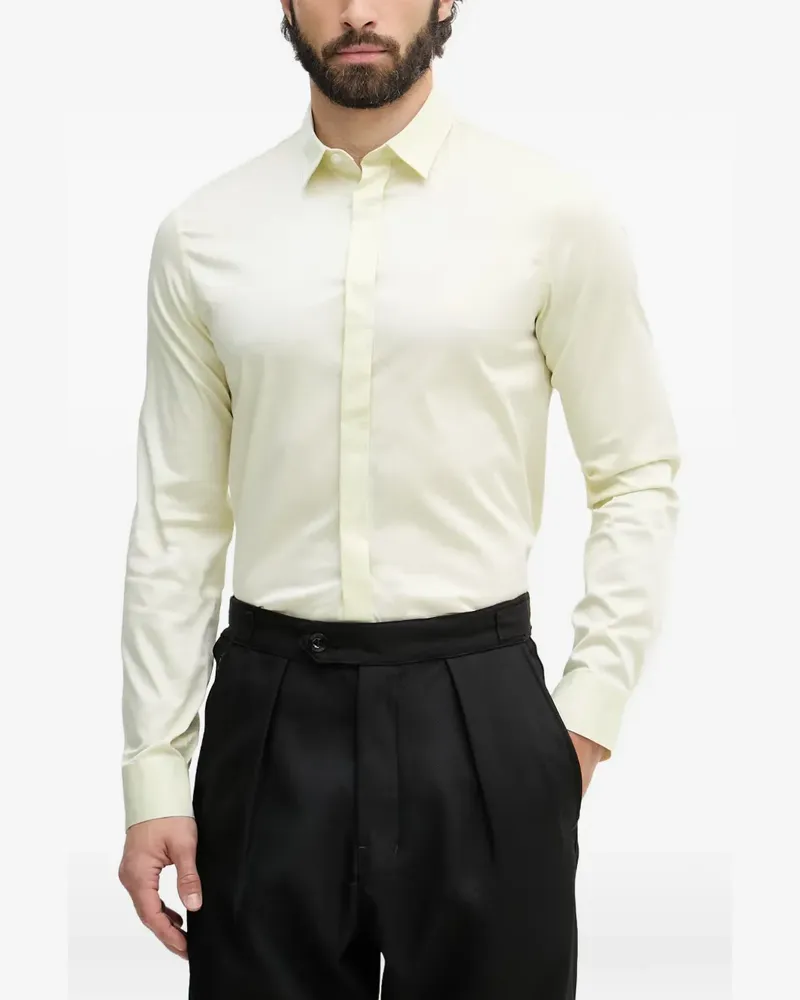 Armani Exchange logo-embroidered long-sleeve shirt - Gelb Gelb