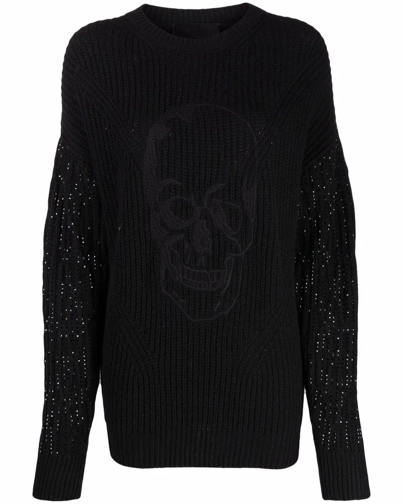 Philipp Plein Gestrickter Pullover mit Kristallen - Schwarz Schwarz