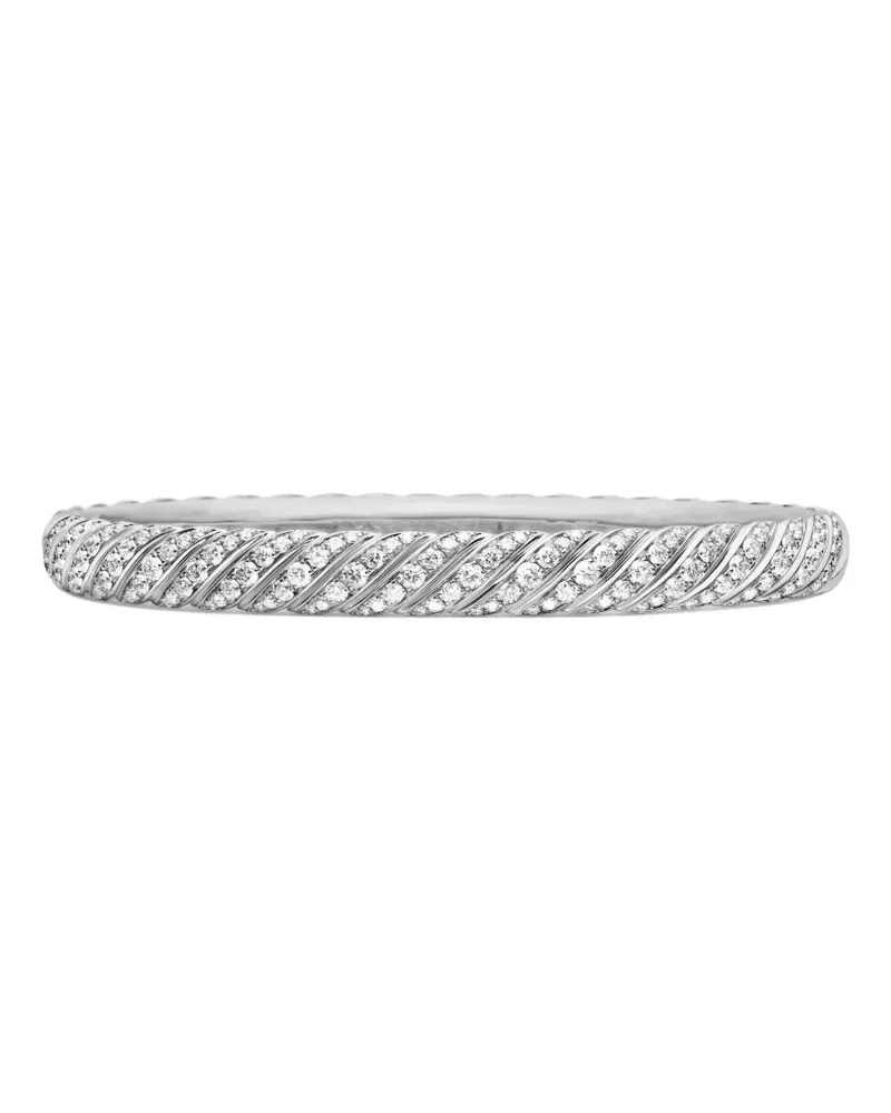 David Yurman 18kt Sculpted Cable Weißgoldarmreif mit Diamant 6,2mm - Silber Silber