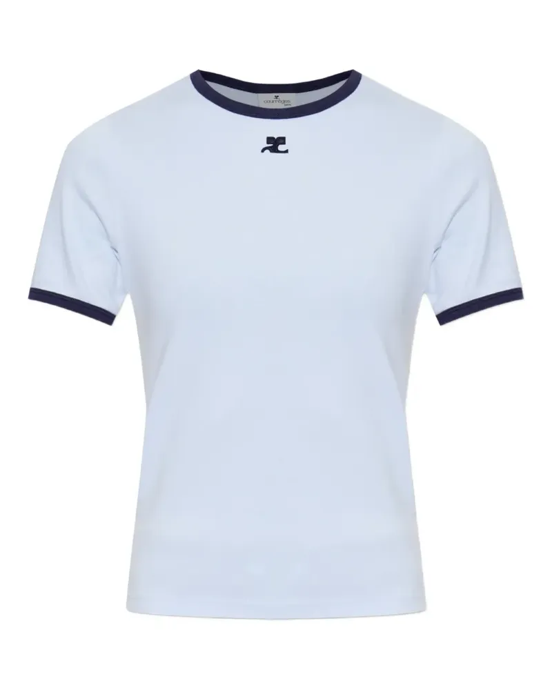 Courrèges T-Shirt mit Logo-Patch - Blau Blau
