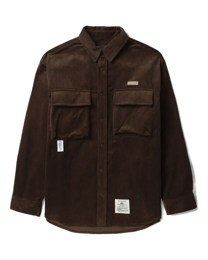Alpha Industries Cordhemd mit Logo-Patch - Braun Braun