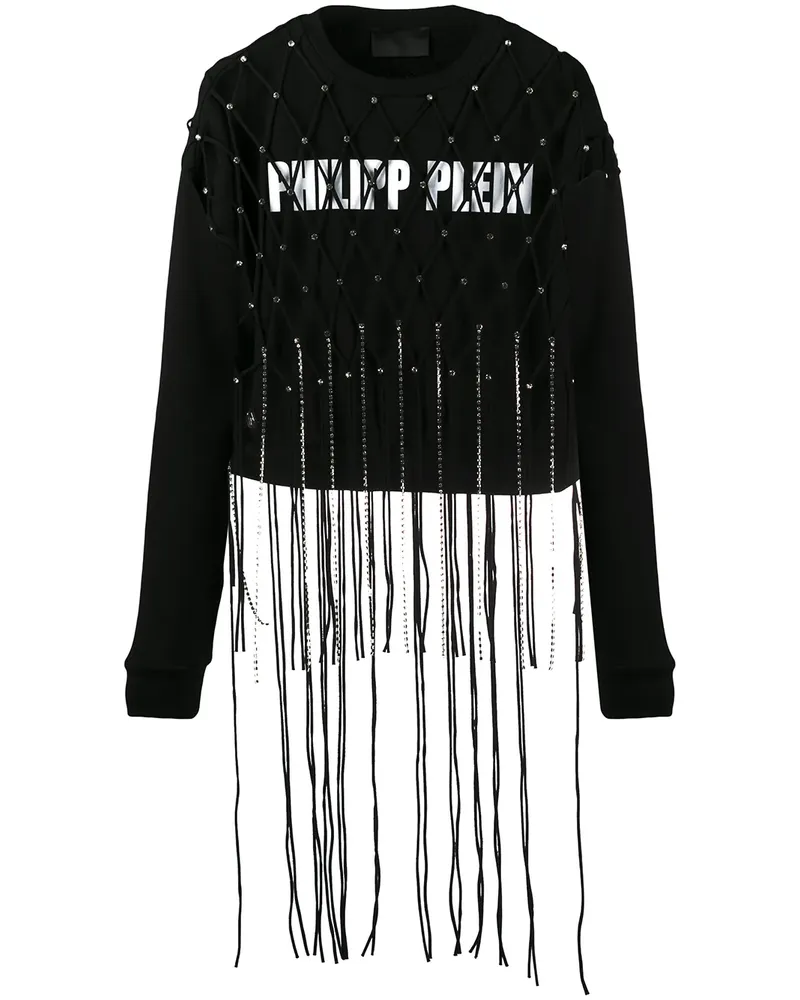 Philipp Plein Cropped-Top mit Kristallen - Schwarz Schwarz