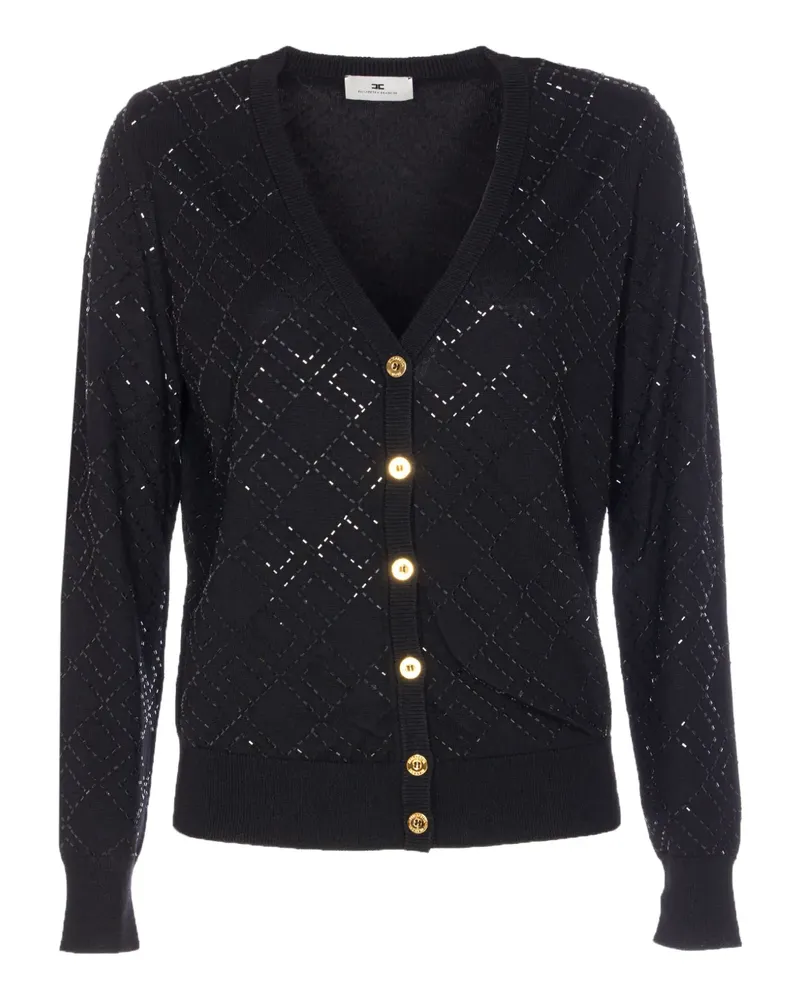 Elisabetta Franchi Perlenverzierter Cardigan mit Rautenmuster - Schwarz Schwarz