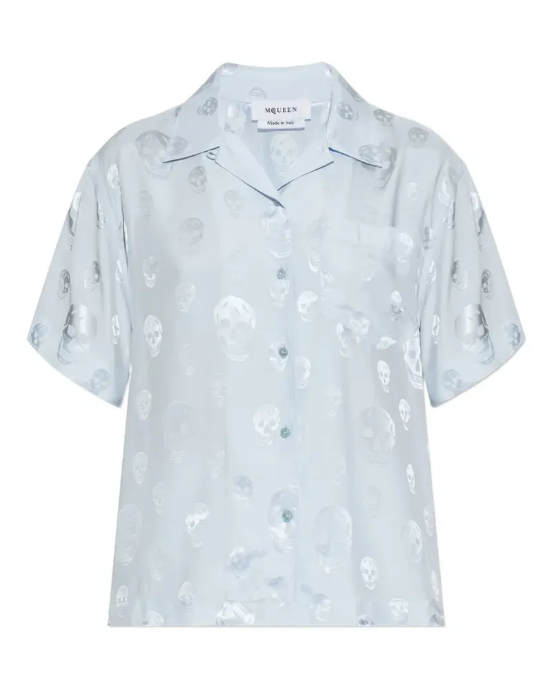Alexander McQueen skull-print button shirt - Blau Blau