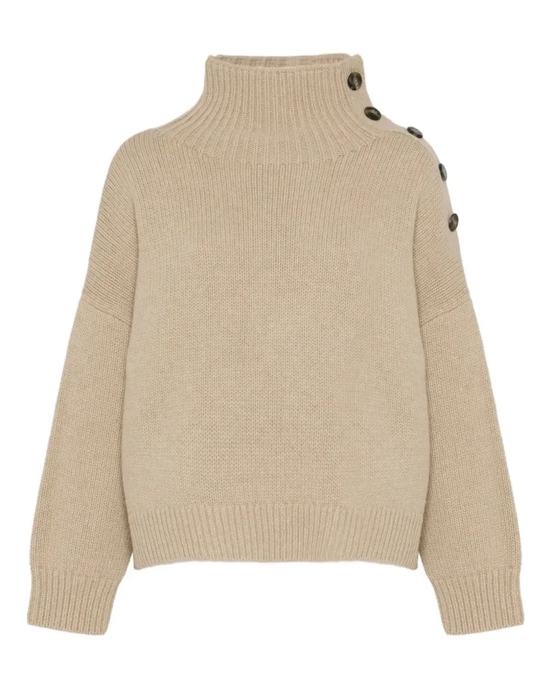 Yves Salomon Stehkragen-Pullover mit Knopfdetail - Nude Nude