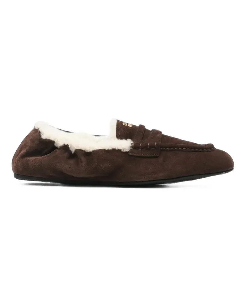 Miu Miu shearling-lined suede loafers - Braun Braun