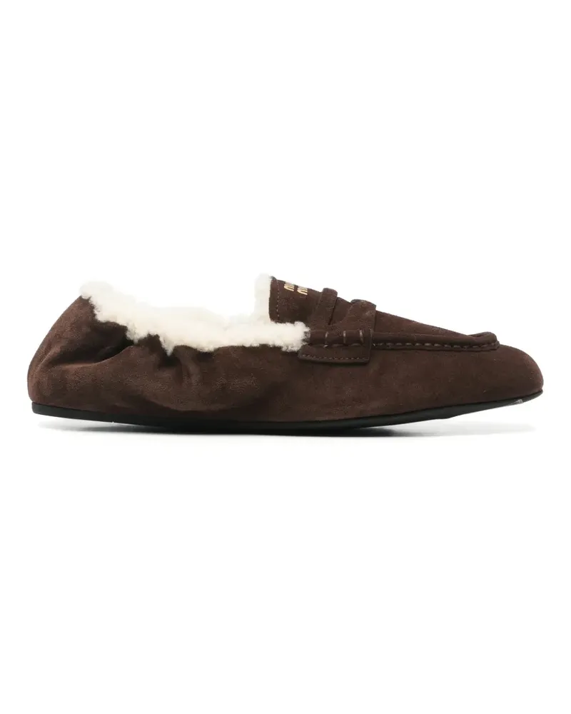 Miu Miu shearling-lined suede loafers - Braun Braun