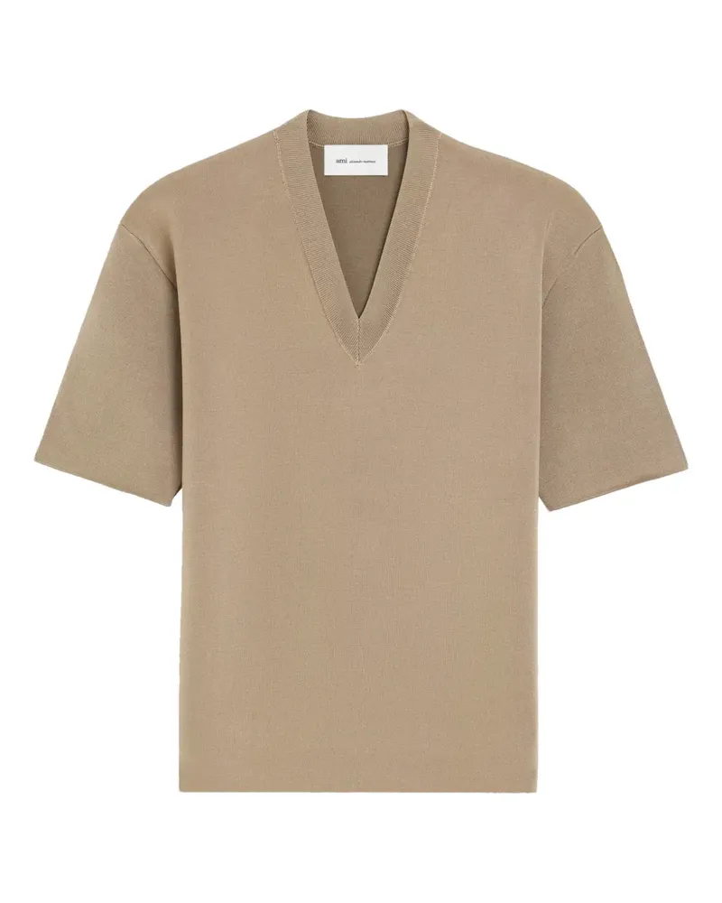 AMI Paris T-Shirt mit V-Ausschnitt - Nude Nude