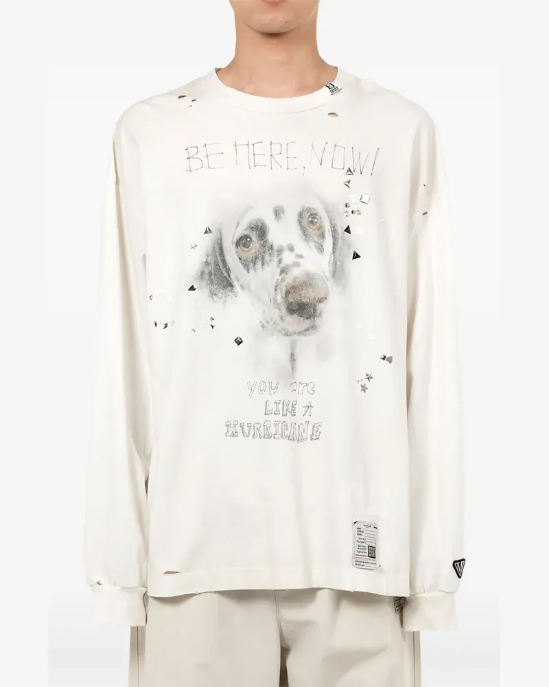 MIHARAYASUHIRO Langarmshirt mit Hunde-Print - Nude Nude