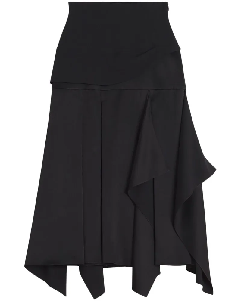 Lanvin Drapierter Midirock - Schwarz Schwarz
