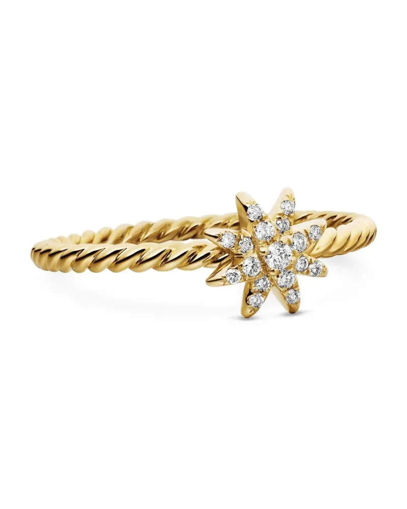 David Yurman 18kt Petite Starburst Gelbgoldring mit Diamanten 5mm Gold
