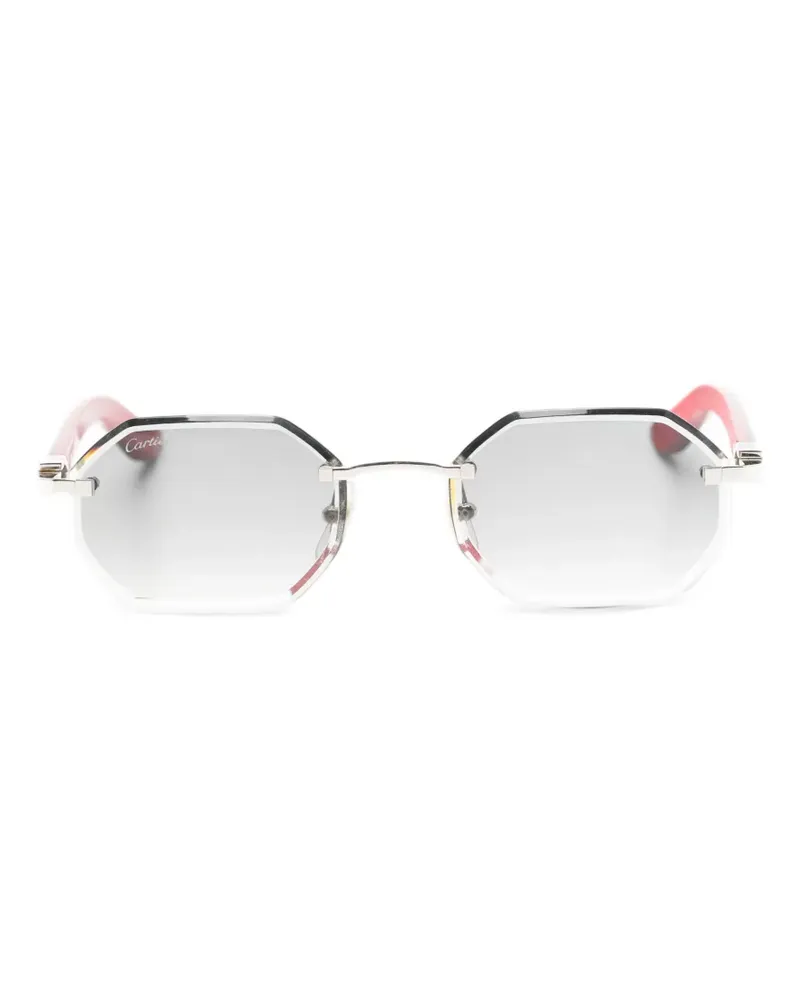 Cartier Sonnenbrille mit geometrischem Gestell - Silber Silber