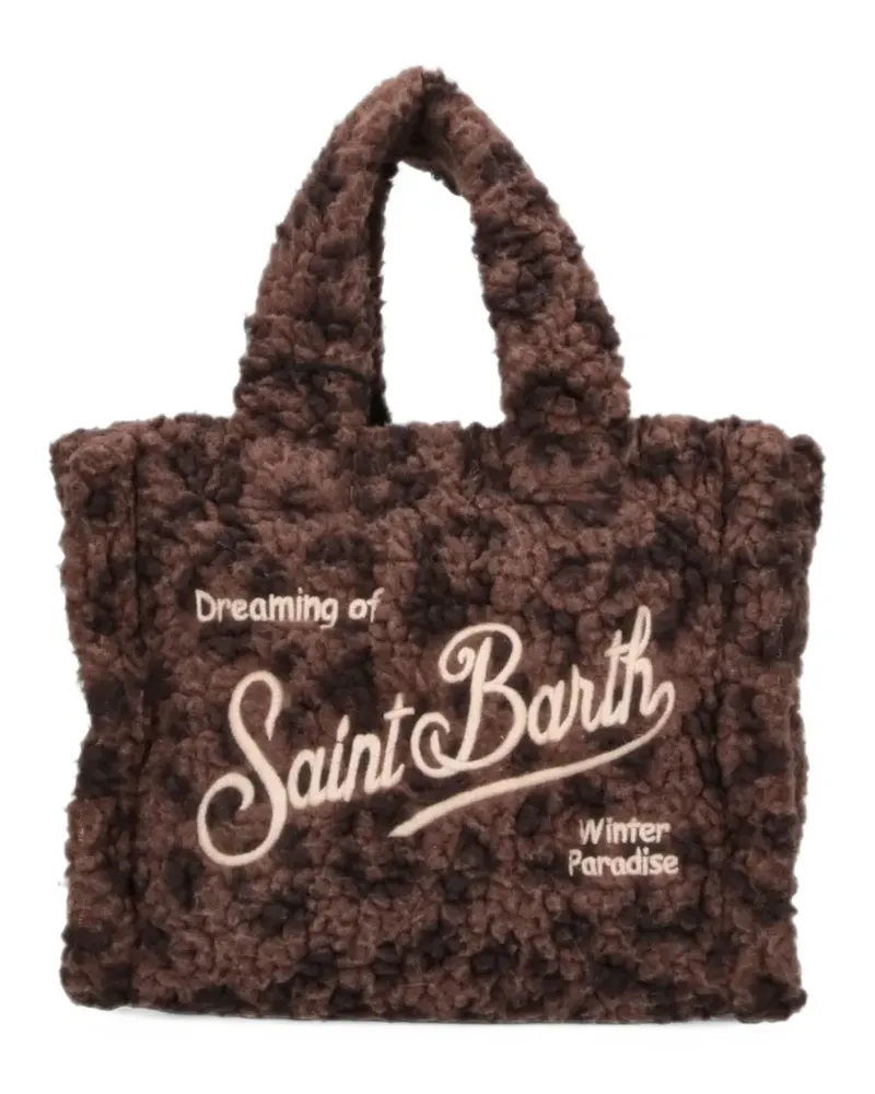 MC2 Saint Barth brown mini Vanity bag in teddy fabric with leopard-print - Braun Braun