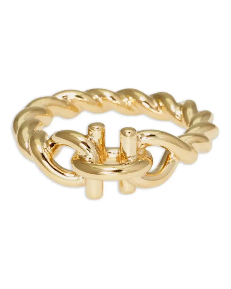 Ferragamo Verdrehter Gancini Ring (50 mm) - Gold Gold