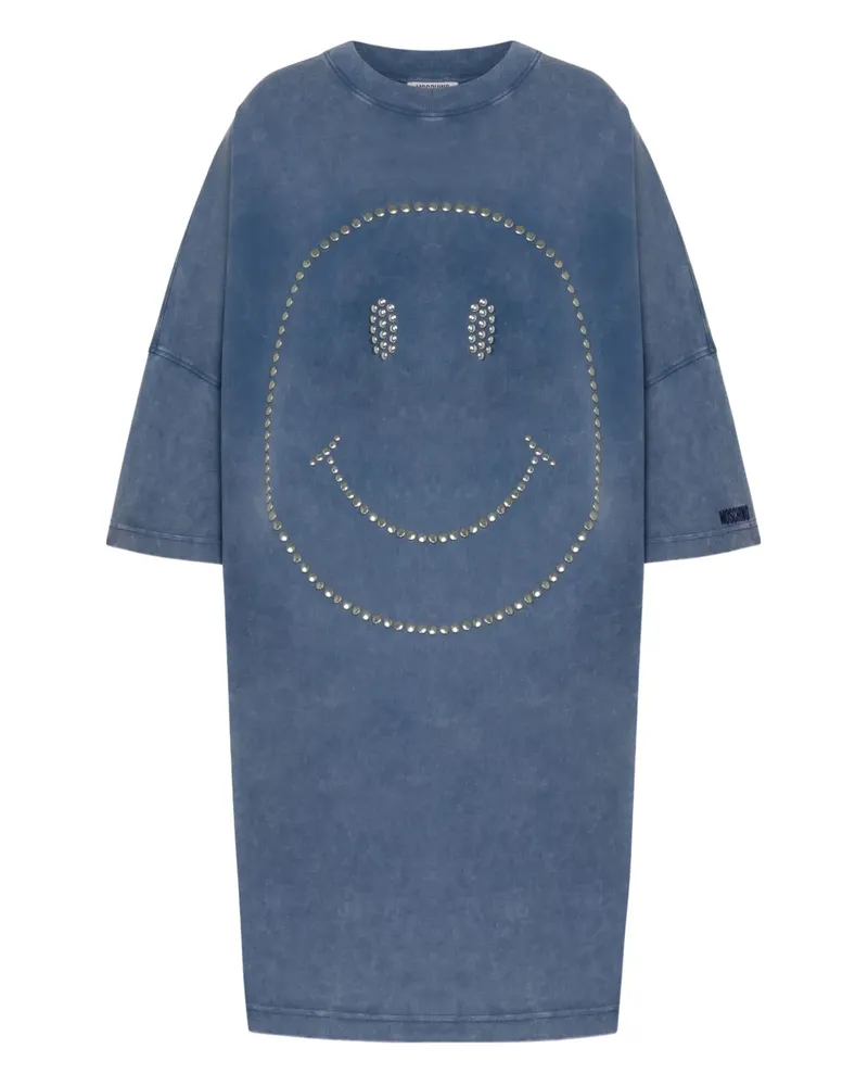 Moschino Smiley Minikleid mit Nieten - Blau Blau
