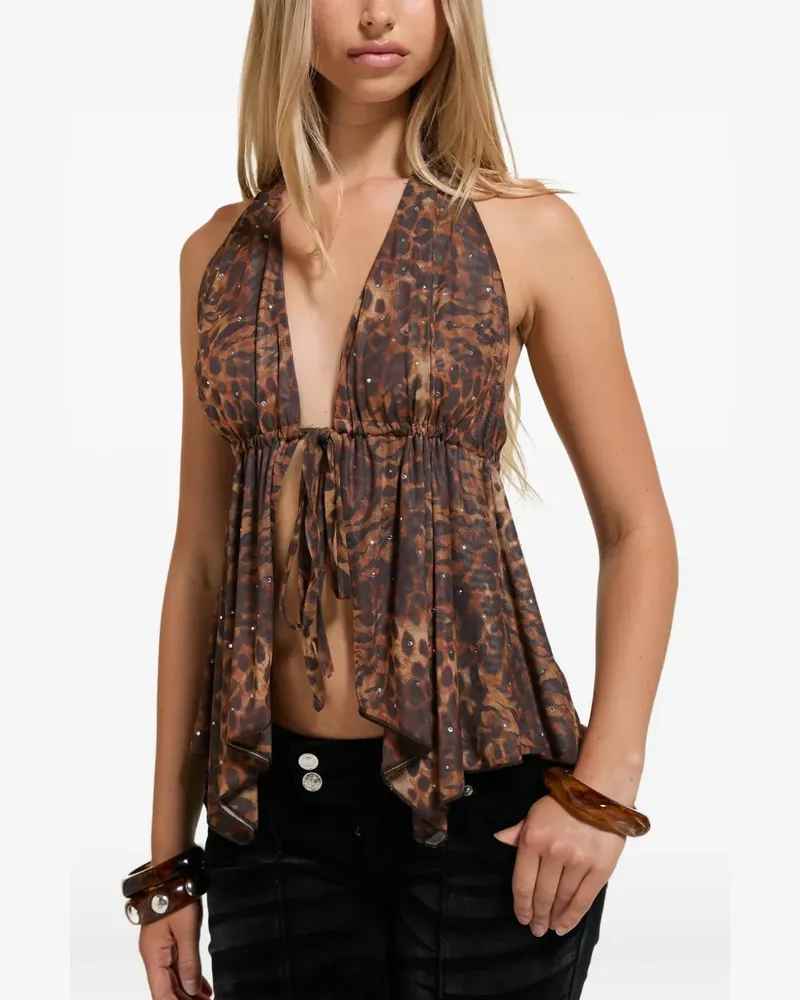Juicy Couture Neckholder-Top mit Leopardenprint - Braun Braun