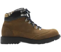 Schnürstiefel mit Karomuster - Braun