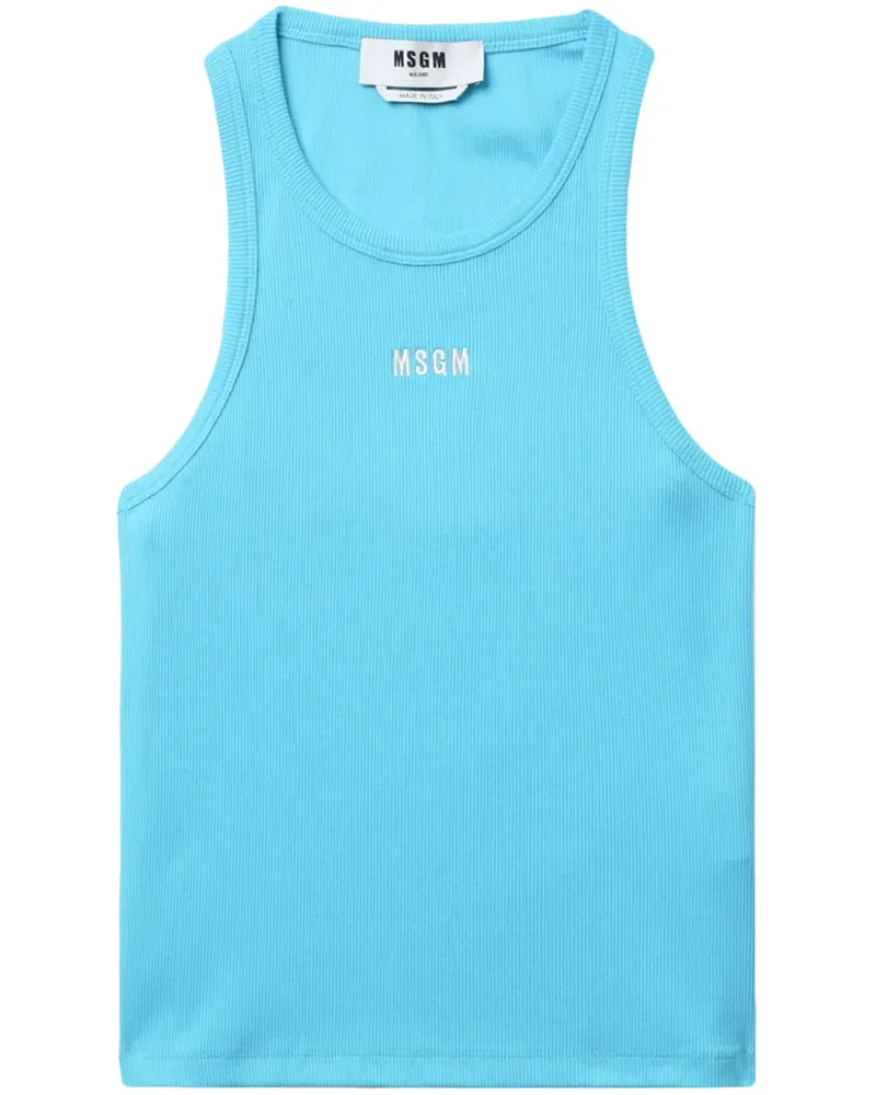 MSGM Trägershirt mit Logo-Stickerei - Blau Blau