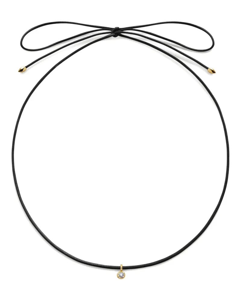 Monica Vinader Kordelhalskette mit Solitär-Diamanten - Schwarz Schwarz