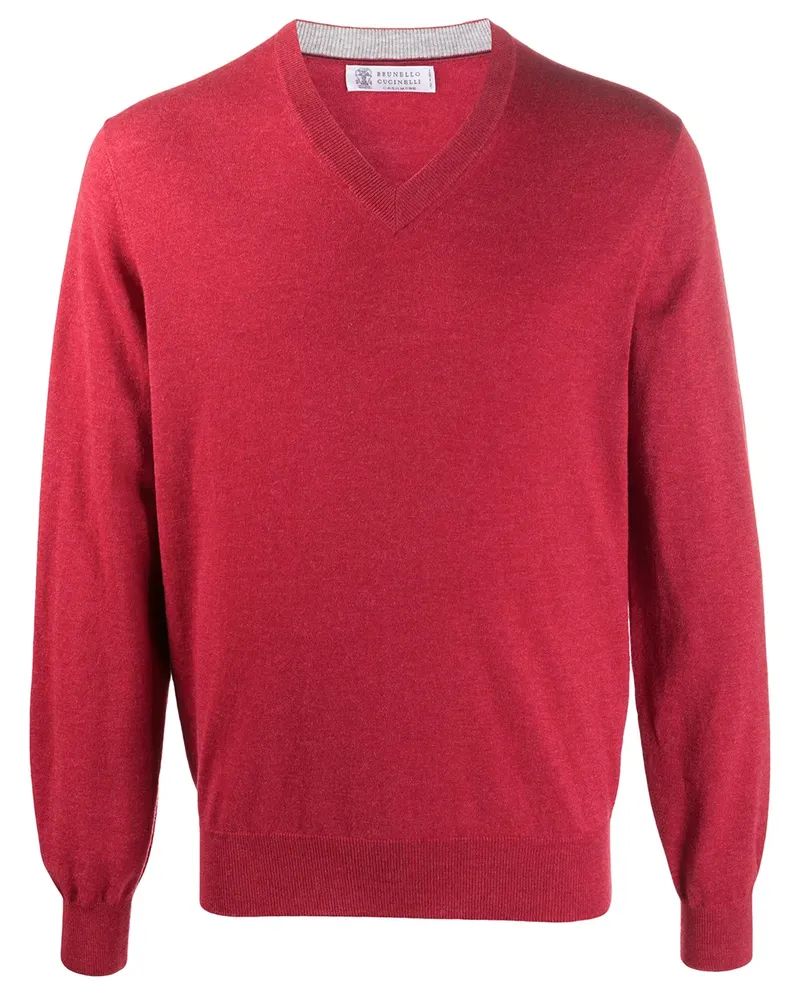 Brunello Cucinelli Kaschmirpullover mit V-Ausschnitt - Rot Rot