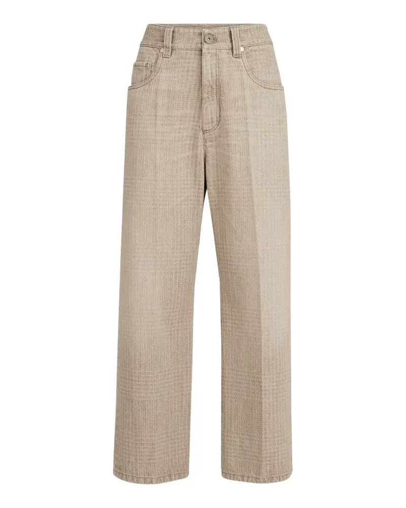 Brunello Cucinelli Prince of Wales Jeanshose mit Monili - Nude Nude