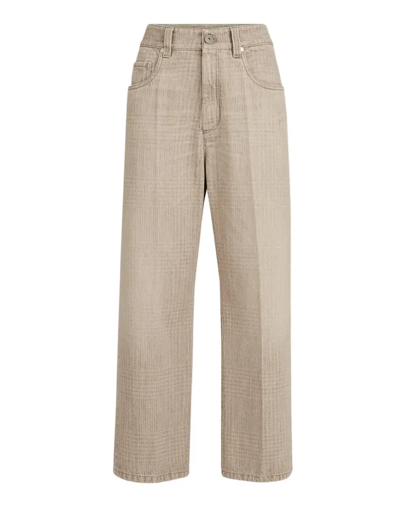 Brunello Cucinelli Prince of Wales Jeanshose mit Monili - Nude Nude