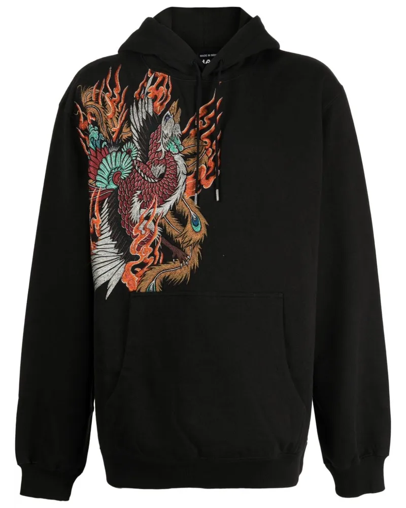 maharishi Hoodie mit Fire Phoenix-Stickerei Schwarz