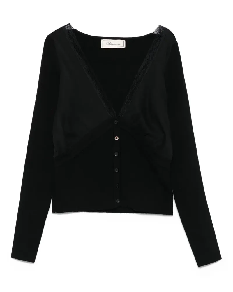 Blumarine Cardigan mit Spitzenbesatz - Schwarz Schwarz