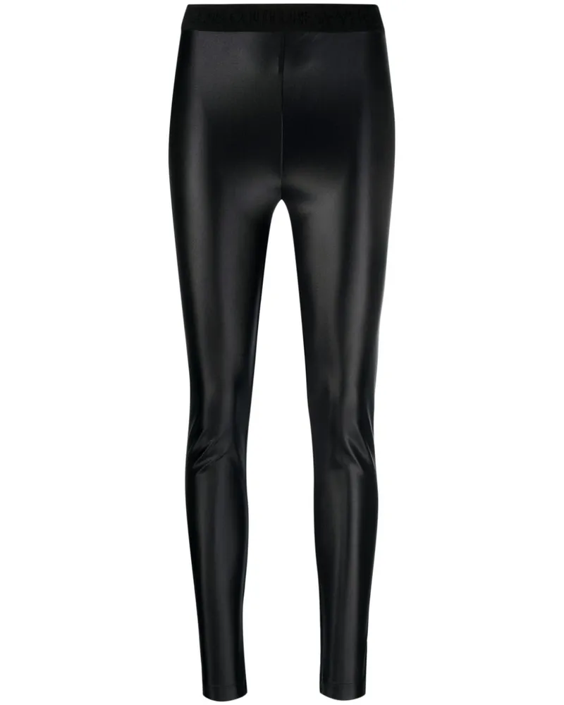 Versace Jeans Leggings mit Logo-Bund - Schwarz Schwarz