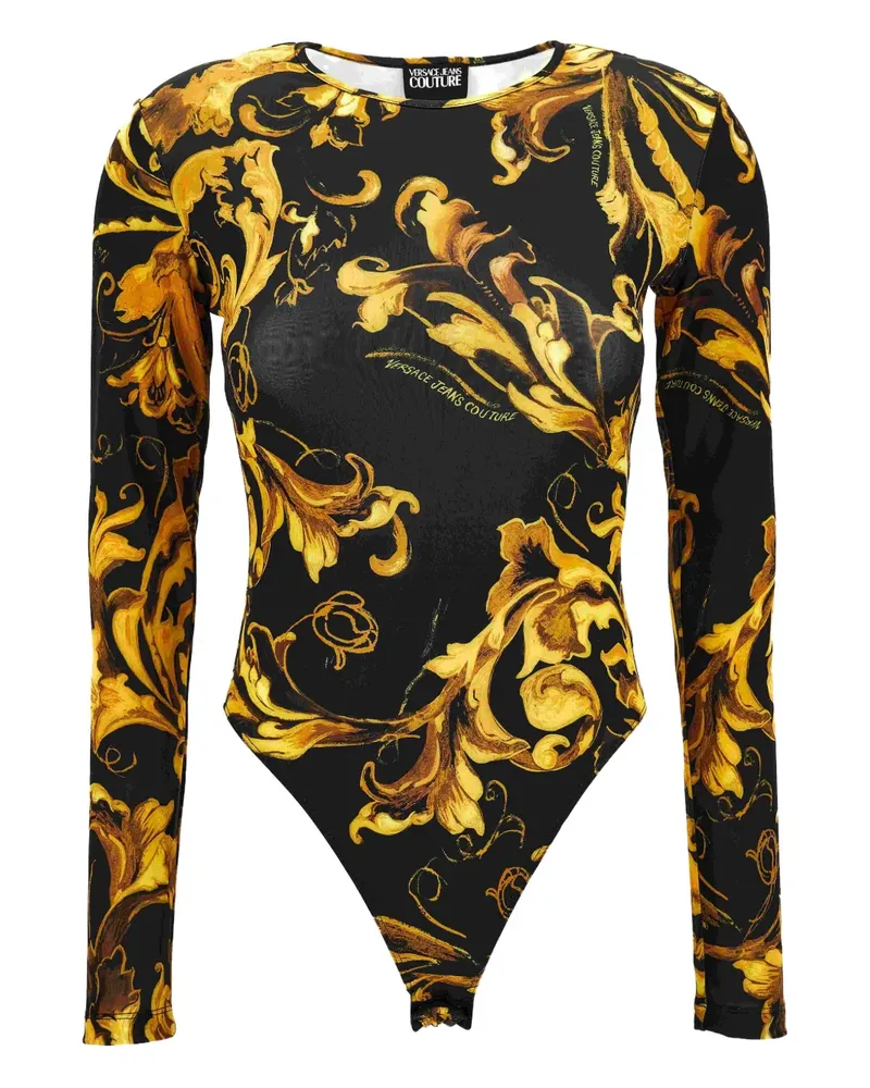 Versace Jeans Body aus Seide mit Barocco-Print - Schwarz Schwarz